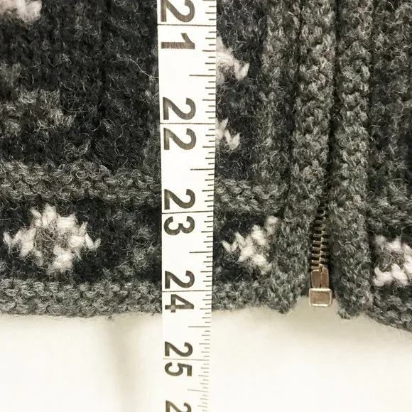 NOMADIC TRADERS Womens M Black Wool Fair Isle Zip Cardigan Sweater By Hand - Picture 8 of 11